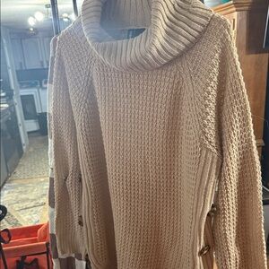 Cozy Tan Cowl Neck Sweater